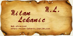 Milan Lekanić vizit kartica